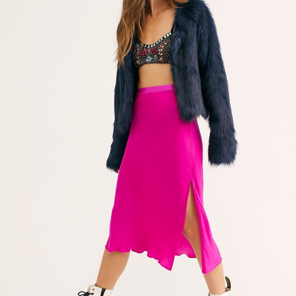 free people silk midi skirt!